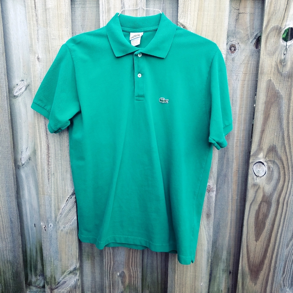 Men Lacoste green short sleeve polo shirt size 7,
